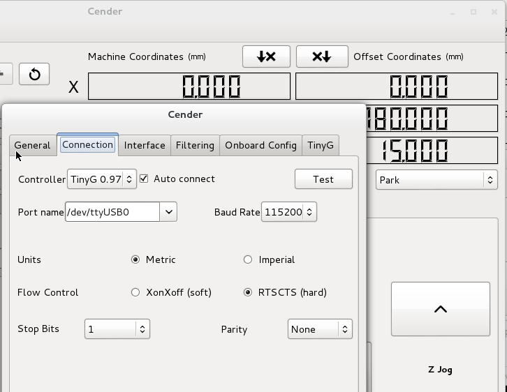 Options Window Cender Options Window